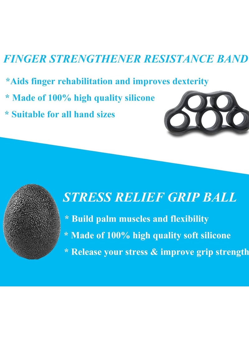 HIAS 5Piece Hand Grip Strength Trainer Set – Adjustable Hand Grip Exerciser (11-132 lbs) with Finger Stretcher, Finger Exerciser, Grip Ring, Stress Ball & Storage Bag – Strength Training Equipment for Hand, Finger, Wrist & Forearm  - Image 5