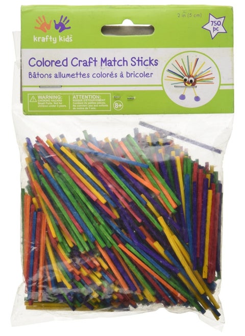 Craft Match Sticks-Colored 2  750 Pkg