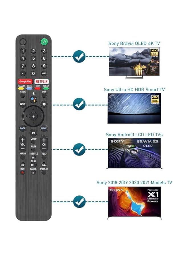 HuHa RMF-TX500U Universal Voice Remote Controller and Sony Smart TV Bluetooth Remote,for Sony Android 4K Ultra HD LED Internet KD XBR Series UHD LED 43 48 49 55 65 75 85 77 85 98 inches TV  - Image 3