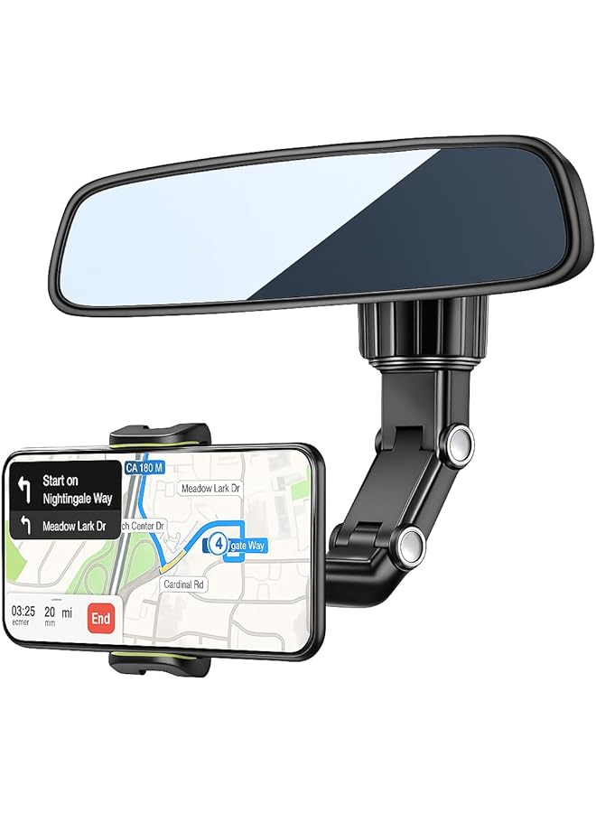 Rearview Mirror Phone Mount Holder, 360° Rotating, Multifunctional, Universal For All Smartphones, Car Phone Holder - Image 1