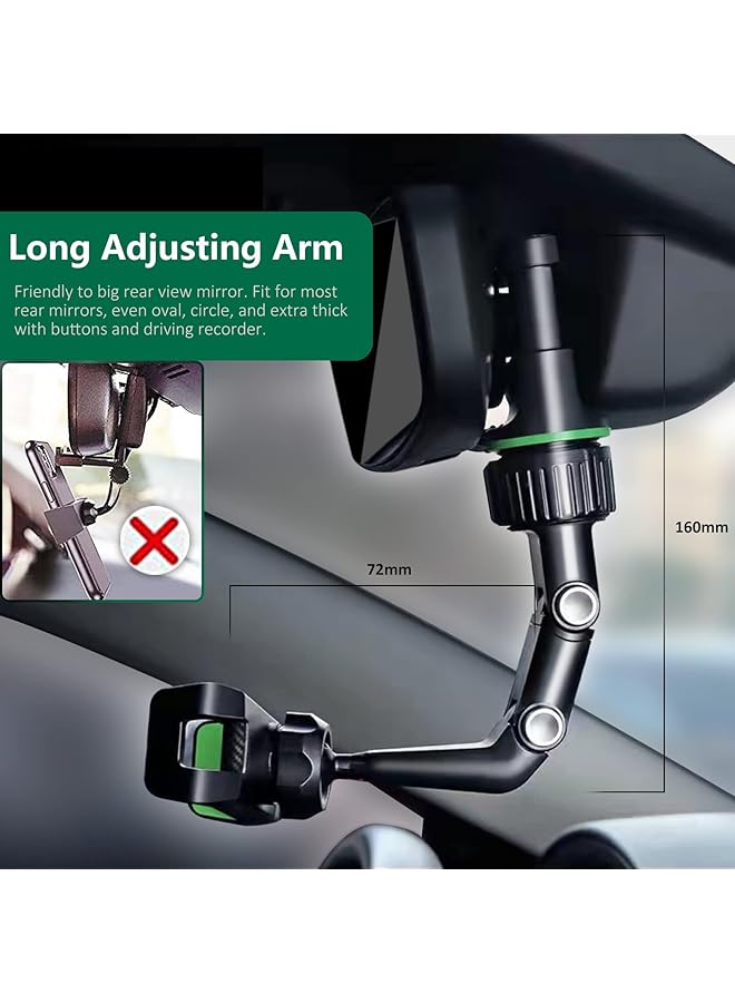 Rearview Mirror Phone Mount Holder, 360° Rotating, Multifunctional, Universal For All Smartphones, Car Phone Holder - Image 4