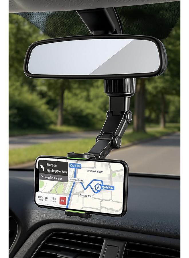 Rearview Mirror Phone Mount Holder, 360° Rotating, Multifunctional, Universal For All Smartphones, Car Phone Holder - Image 3