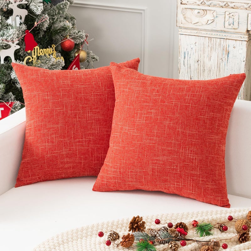 K KEVIN TEXTILE Kevin Textile Decorative Fall Throw Pillow Covers Soft Square Cushion Case for Sofa Bedroom 16 x 16 Inches  2 Pack (Burnt Brick)  - Image 1