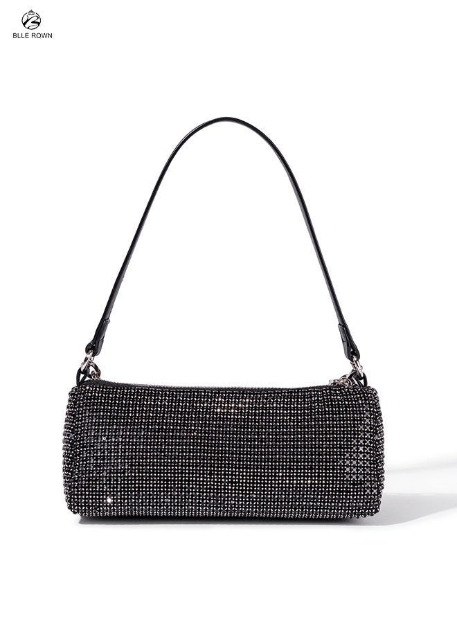 BLLE ROWN Black Rhinestone Evening Bag for Ladies Luxury Bling Party Crossbody Handbag with Chain Glamorous Ladies Shoulder Bag Perfect for Weddings & Special Events - Image 4