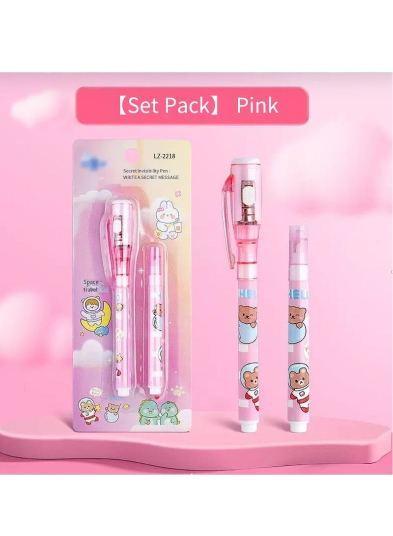 Generic Magic invisible light pen four-piece set handwriting disappearing marker cute cartoon fluorescent neutral pen suitable for children and adults, disappearing ink for secret notes  - Image 2