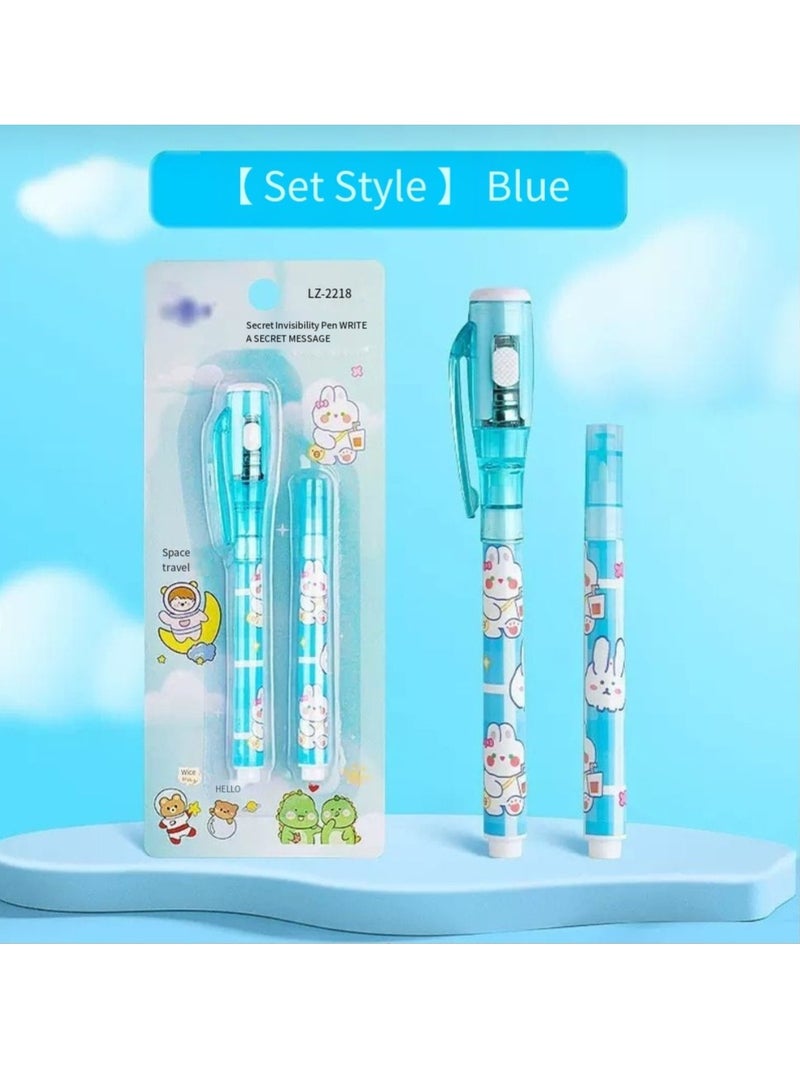 Generic Magic invisible light pen four-piece set handwriting disappearing marker cute cartoon fluorescent neutral pen suitable for children and adults, disappearing ink for secret notes  - Image 3