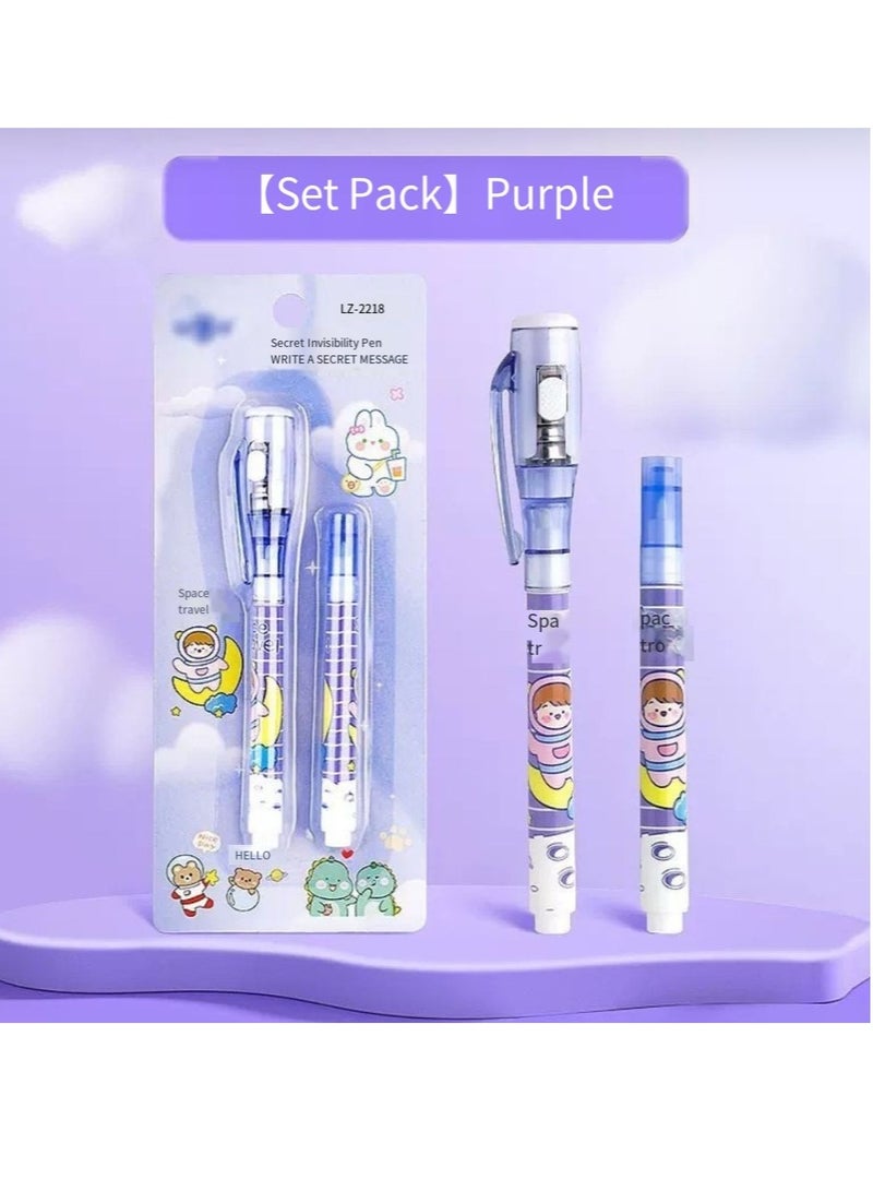 Generic Magic invisible light pen four-piece set handwriting disappearing marker cute cartoon fluorescent neutral pen suitable for children and adults, disappearing ink for secret notes  - Image 4