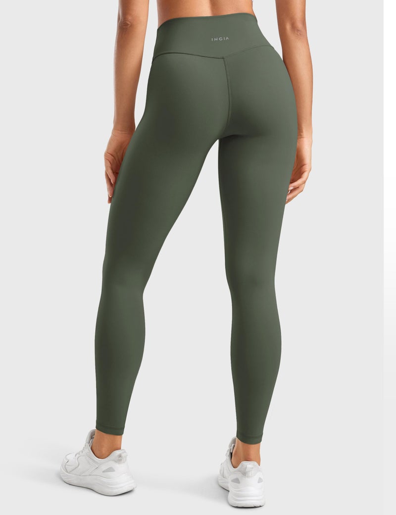 INGIA Womens High Waisted No Front Seam Lounge Yoga Legging 25" Workout Tummy Control Gym Yoga Pants Moss Pop Medium - Image 2