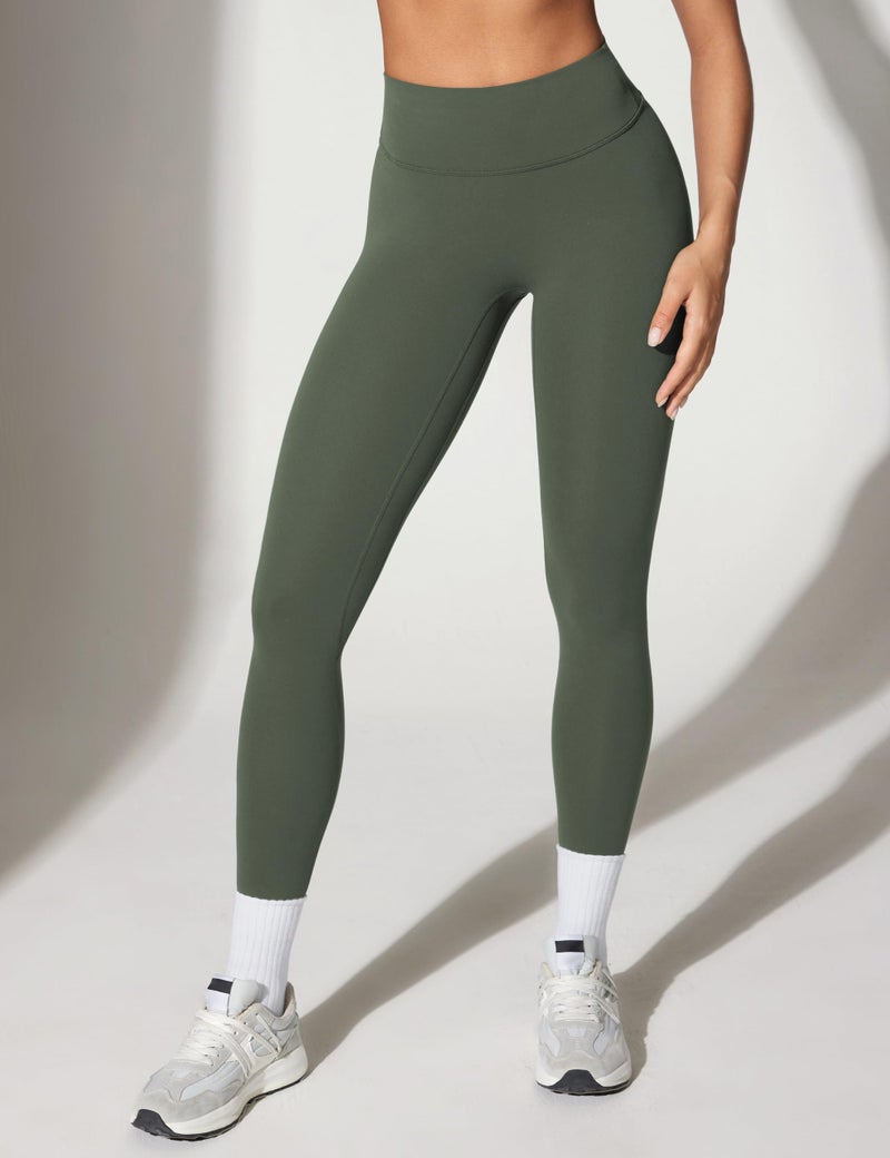 INGIA Womens High Waisted No Front Seam Lounge Yoga Legging 25" Workout Tummy Control Gym Yoga Pants Moss Pop Medium - Image 5