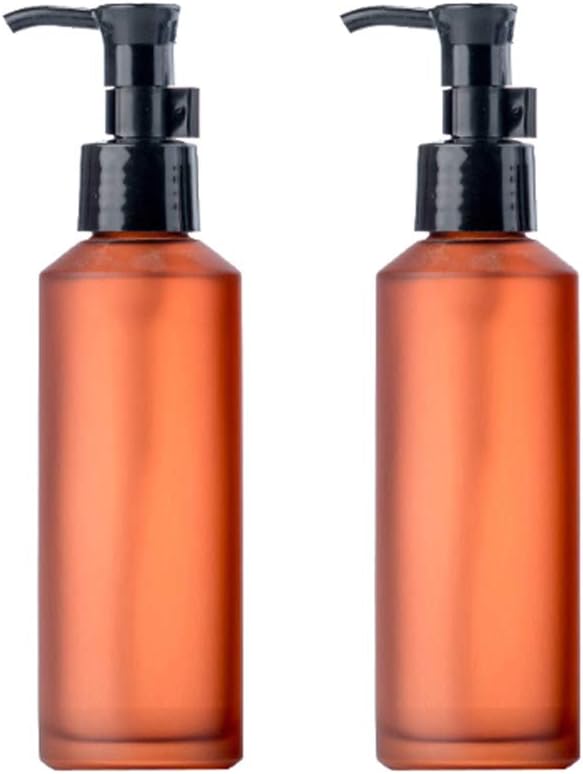 2PCS 100ML Empty Glass Pump Bottles Premium Frosted Bottle Lotion Dispenser Cosmetic Container Jar with Black Pump Top for Kitchen Bathroom Countertop Laundry Room
