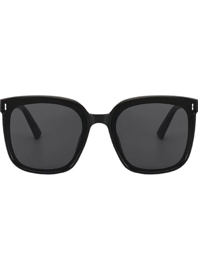 Bai Xiaoshe Bai Xiaoshu Sunglasses [Black Frame With Vertical Studs], Sunglasses For Men And Women, Sun Protection, Travel, Driving, Anti-Glare Polarized Glasses - Image 1