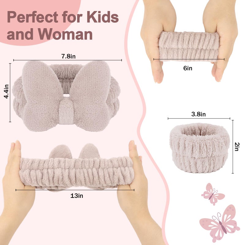 CAVETEE Spa Headband for Washing Face, 4 Pack Fuzzy Skincare Cute Butterfly Hair Band for Shower Yoga Beauty Soft Makeup Skin Care Hair Accessories for Women - Image 2