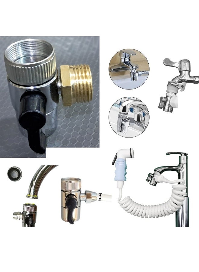 شطاف حوض وش بخرطوم زجزاج مع المحول (خرطوم زجزاج + خرطوم 2متر  +محول نحاس + شطاف ابيض بالعليقة ) - Image 2