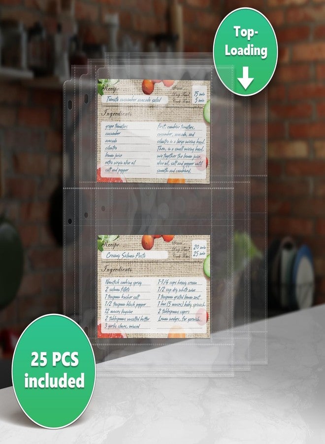 CraftSaints 50 Pockets Full Size 4x6 for 8.5x11 (Pack of 25) Recipe Card Protectors Top-Loading Crystal Clear Recipe Card Sleeves with 2 Pockets for 3 Ring Binder, Plastic Index Card Protector for Cookbook - Image 4