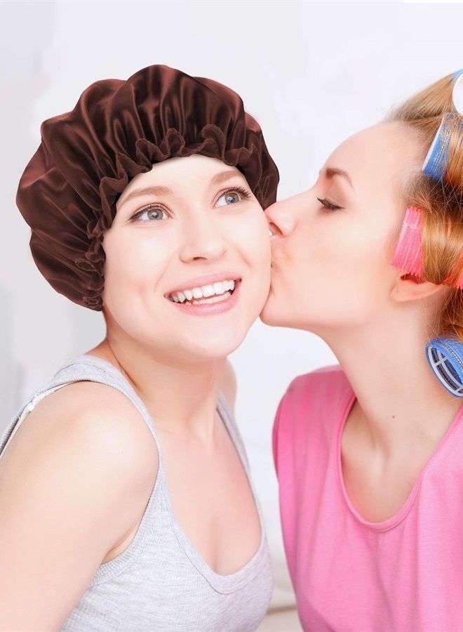 Blulu 3 قطع غطاء رأس ساتان ليلي ناعم للنوم للشعر للنساء والفتيات (S، أزرق ملكي، بني، أزرق داكن) - Image 2