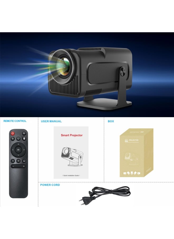 HY320 Mini Portable Auto Keystone Projector, 4K FHD 1080P Smart Projector Support 10000 Lumens with WiFi 6, BT 5.0, 180 Degree Rotation, Built-in Android 11.0 EU PLUG