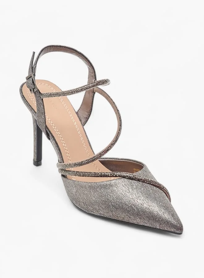 Flora Bella By Shoexpress Women Embellished Pointed Stiletto Shoes with Buckle Closure