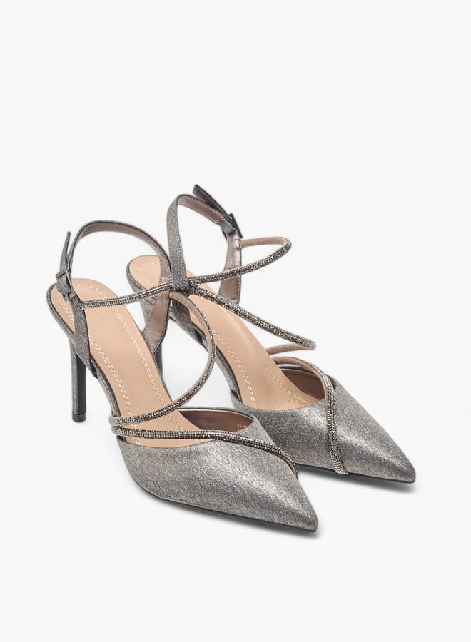 Flora Bella By Shoexpress Women Embellished Pointed Stiletto Shoes with Buckle Closure - Image 3