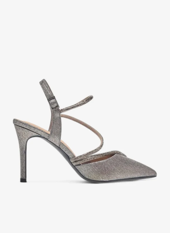 Women Embellished Pointed Stiletto Shoes with Buckle Closure Ramadan Collection