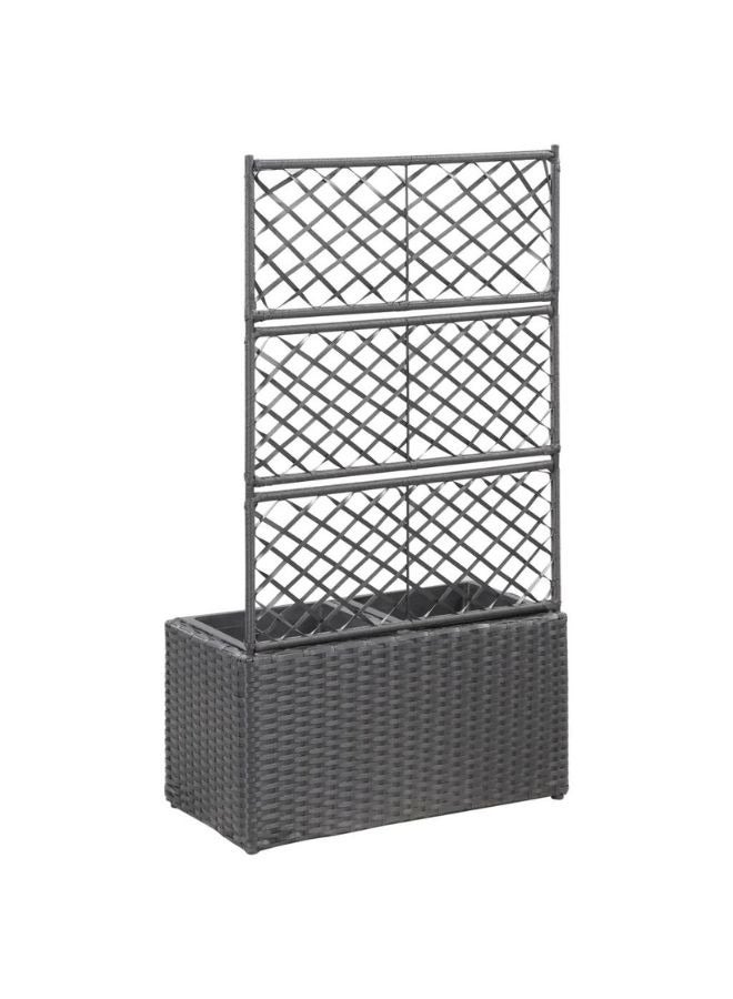vidaxl vidaXL Trellis Raised Bed with 2 Pots 58x30x107 cm Poly Rattan Black - Image 2