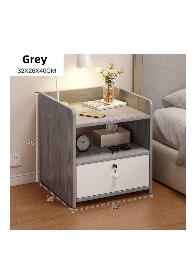 MIXDE Morandi Grey European Bedside Cabinet Home Bedside Storage Cabinet, Single Drawn With Lock, 32 * 26 * 40cm - Image 4
