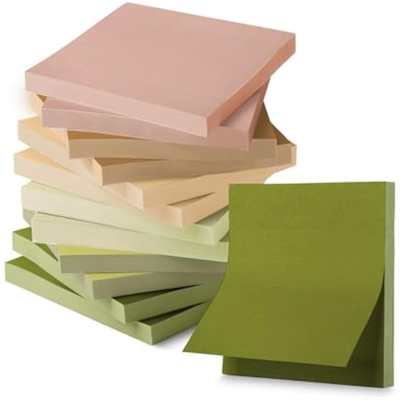 - Sticky Notes, 3”x3”, 12 Pads, Dark and Earthy Color Scheme - Image 1
