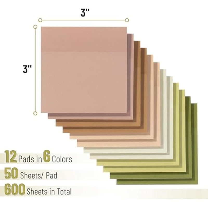 - Sticky Notes, 3”x3”, 12 Pads, Dark and Earthy Color Scheme - Image 2