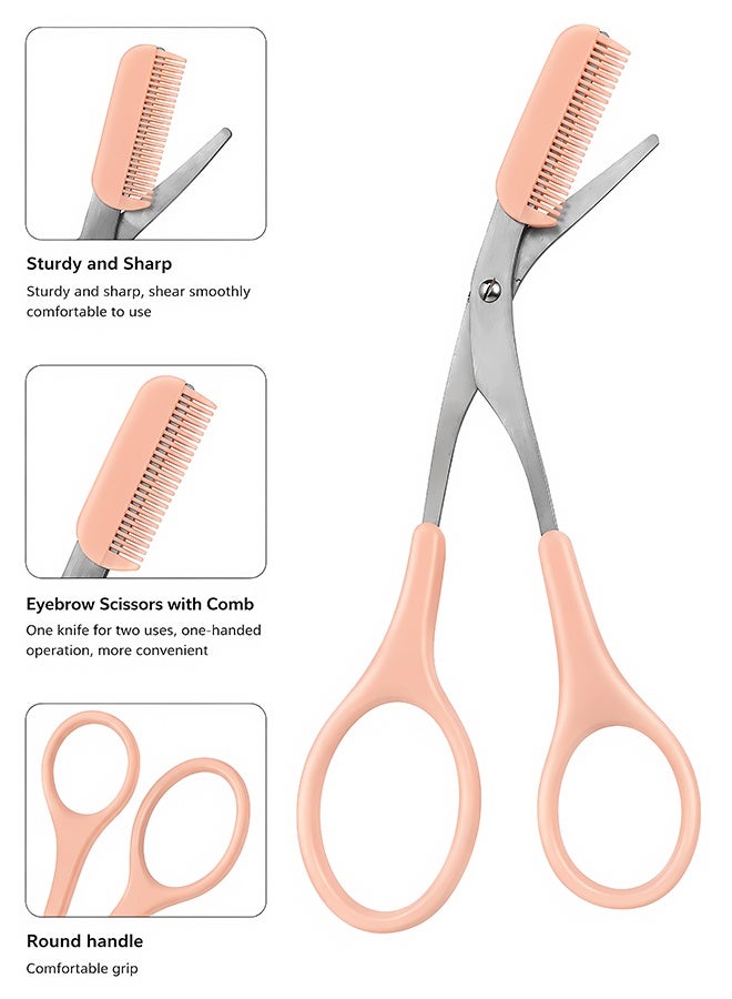 Warme Eyebrow Trimming Scissors with Comb Gifts For Men Women Stocking Stuffers Stainless Steel Eyebrow Scissors with Comb Hair Removal Eyebrows Shaping Makeup Tools - Image 2