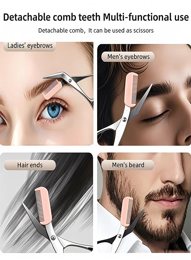 Warme Eyebrow Trimming Scissors with Comb Gifts For Men Women Stocking Stuffers Stainless Steel Eyebrow Scissors with Comb Hair Removal Eyebrows Shaping Makeup Tools - Image 3