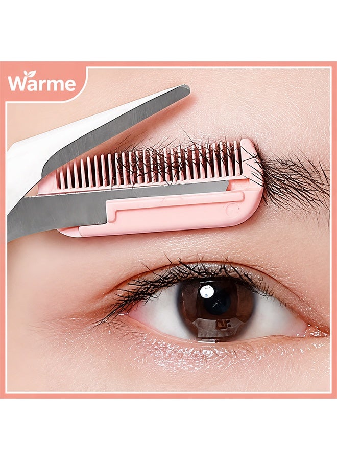 Warme Eyebrow Trimming Scissors with Comb Gifts For Men Women Stocking Stuffers Stainless Steel Eyebrow Scissors with Comb Hair Removal Eyebrows Shaping Makeup Tools - Image 1