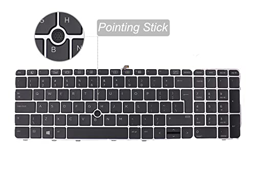 LeFix Backlit Keyboard for HP EliteBook 755 G3 850 G3 850 G4 ZBook 15u G3 G4 with Pointing Stick,Silver Keyboard Trim Assembly,US Standard Layout - Image 3