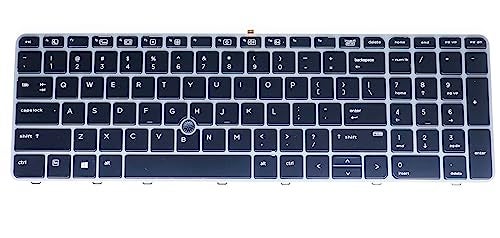 LeFix Backlit Keyboard for HP EliteBook 755 G3 850 G3 850 G4 ZBook 15u G3 G4 with Pointing Stick,Silver Keyboard Trim Assembly,US Standard Layout - Image 1