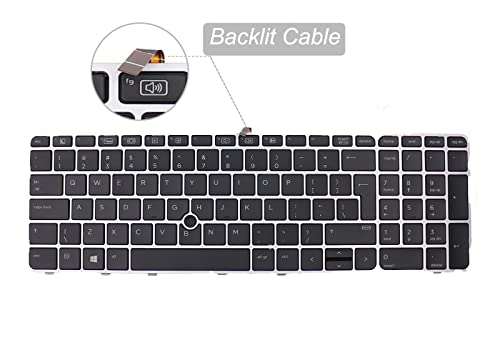 LeFix Backlit Keyboard for HP EliteBook 755 G3 850 G3 850 G4 ZBook 15u G3 G4 with Pointing Stick,Silver Keyboard Trim Assembly,US Standard Layout - Image 4