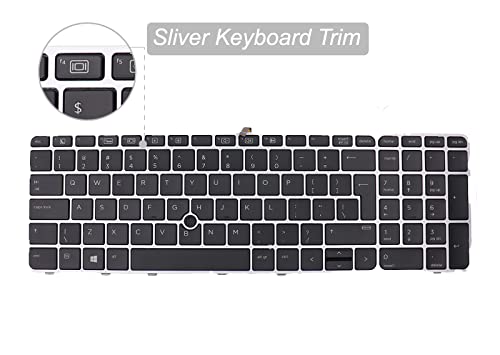 LeFix Backlit Keyboard for HP EliteBook 755 G3 850 G3 850 G4 ZBook 15u G3 G4 with Pointing Stick,Silver Keyboard Trim Assembly,US Standard Layout - Image 2