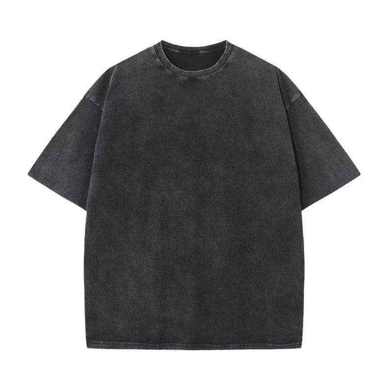 New Large Size Washed Old T-Shirt Retro Fashion Brand Pure Cotton T Men And Women Shoulder Loose Half Sleeve - Image 1