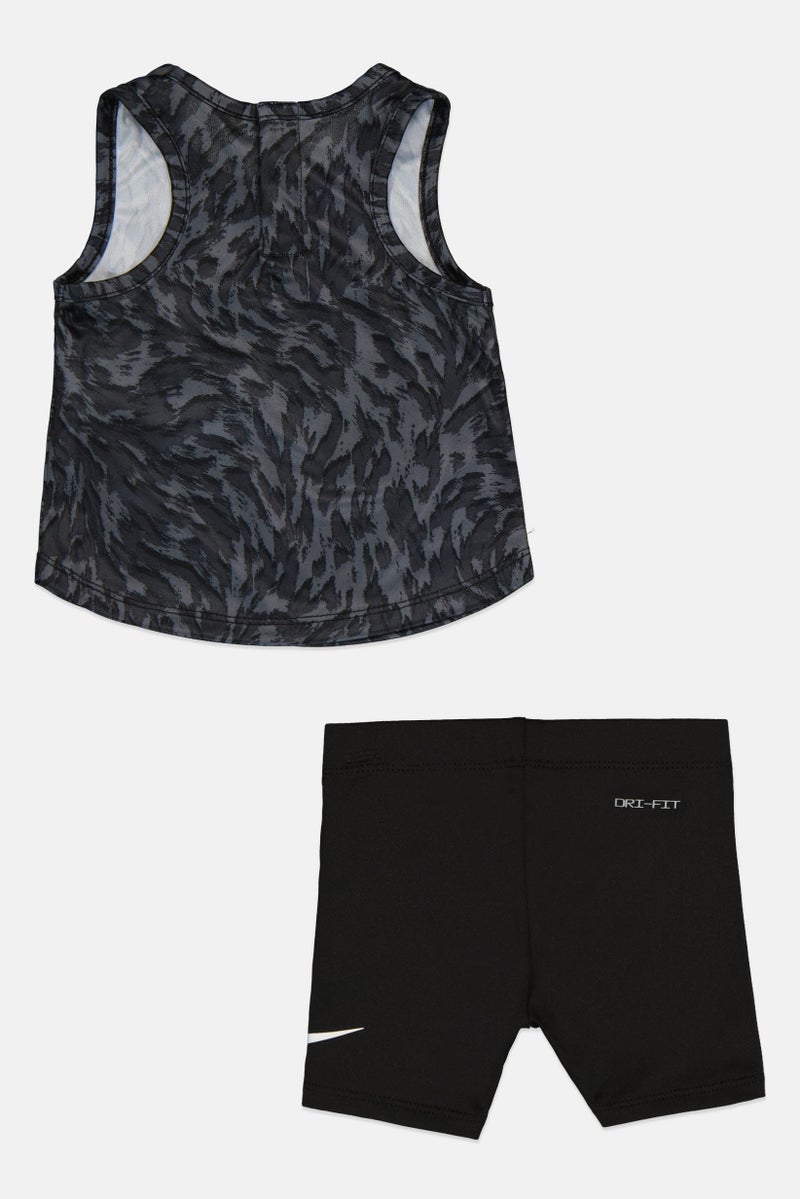 Nike Toddlers Girl 2 Pieces Sleeveless T-Shirt And Shorts Set, Black - Image 2