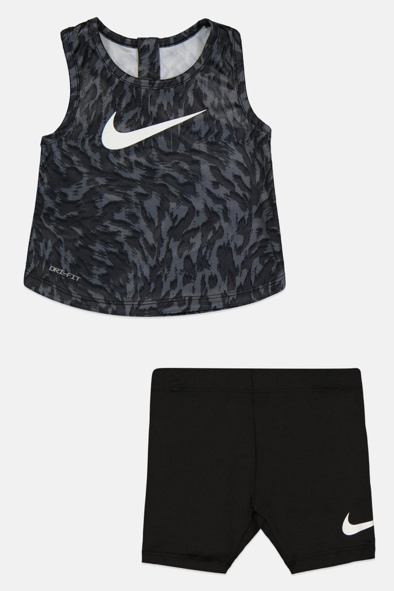 Nike Toddlers Girl 2 Pieces Sleeveless T-Shirt And Shorts Set, Black - Image 3