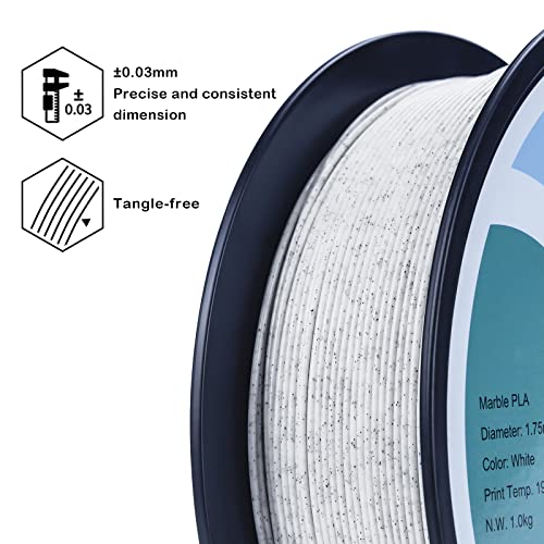 ZIRO PLA Marble Filament 1.75mm, Nature Rock-Like 3D Printing Material, Fit for Most FDM 3D Printers, 2.2lbs Spool, Marble - Image 3