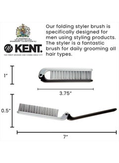 KENT Kent KFM4 Anti Static Hair Brush Styling Brush Folding Brush Small Hair Brush for Men Daily Grooming using Mens Styling Products. Mini Hairbrush Anti Static for Hair Frizz Free Brush Made in England  - Image 2