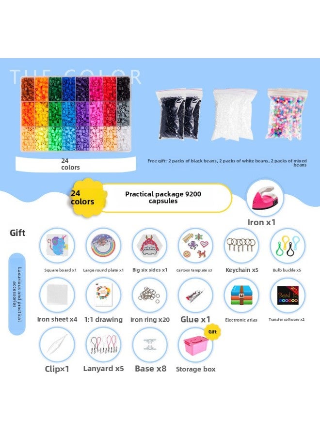 Doudou Handmade Diy Suit 3d Adult Pixel Three-dimensional Drawings Girls' Children's Puzzle Educational Toys Hand-made-Color:Soybean 24-color 9200-grain Multi-mode Board + Storage Box - Image 1