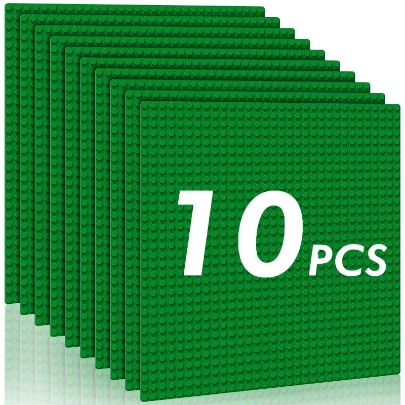 Pokiiulk Classic Baseplates Building PlatesPack of 10 Large 10 x 10 Building BricksCompatible with All Major BrandsPerfect STEM Gift for Builders Age 3 Green - Image 2