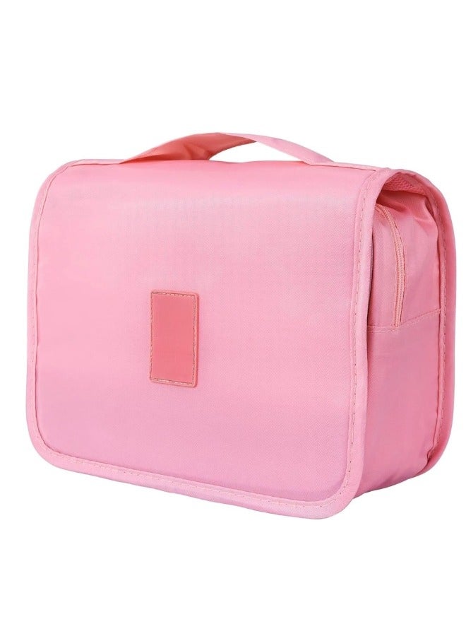 Travel Toiletry Bag Organizer Handy Cosmetic Bag Large Capacity Makeup Bag Portable Foldable Makeup Bag with Hook Organizer Cosmetic Bag for Men and Women- Pink - Image 5