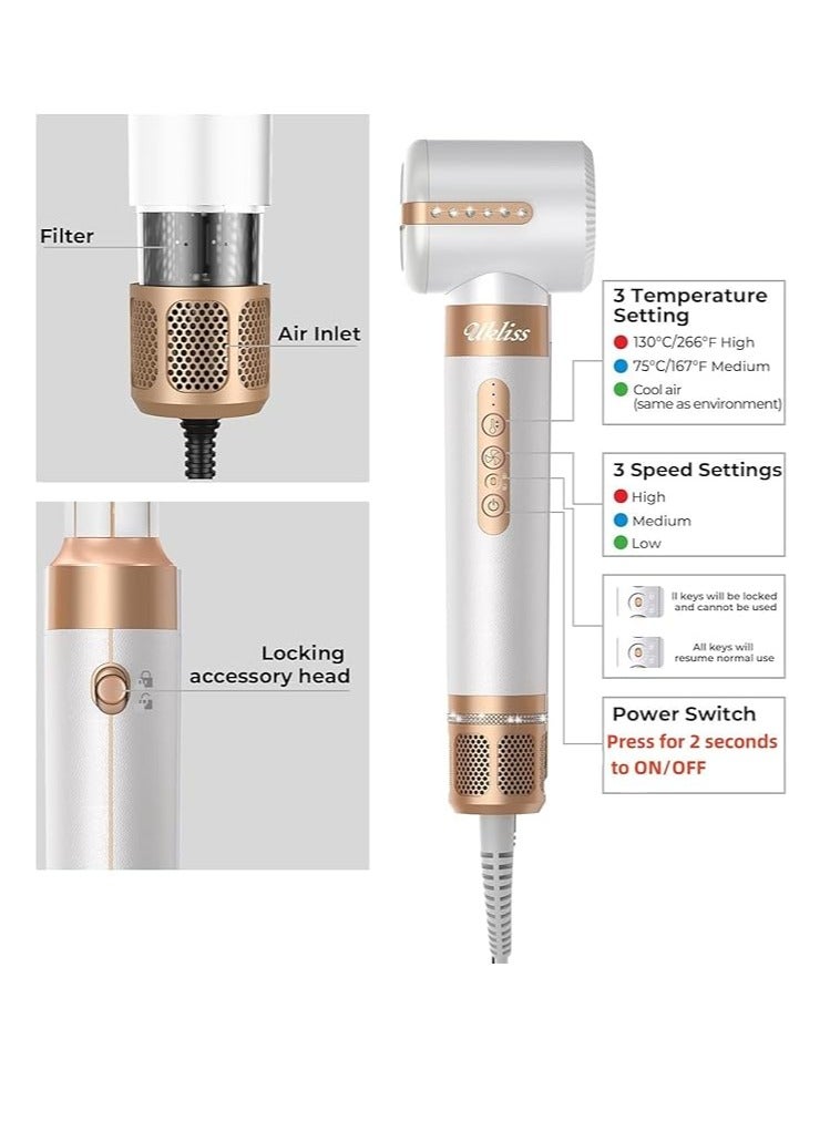 مجفف شعر 7 في 1 مصفف شعر ، فرشاة هواء ساخن 110000 دورة في الدقيقة 1400 واط مجفف شعر عالي السرعة مع مجفف شعر الناشر فرشاة تصفيف الشعر ، فرشاة تجفيف بيضاوية عصا تجعيد الهواء ، مرفق مكثف ، مجفف مكواة سريع - Image 3