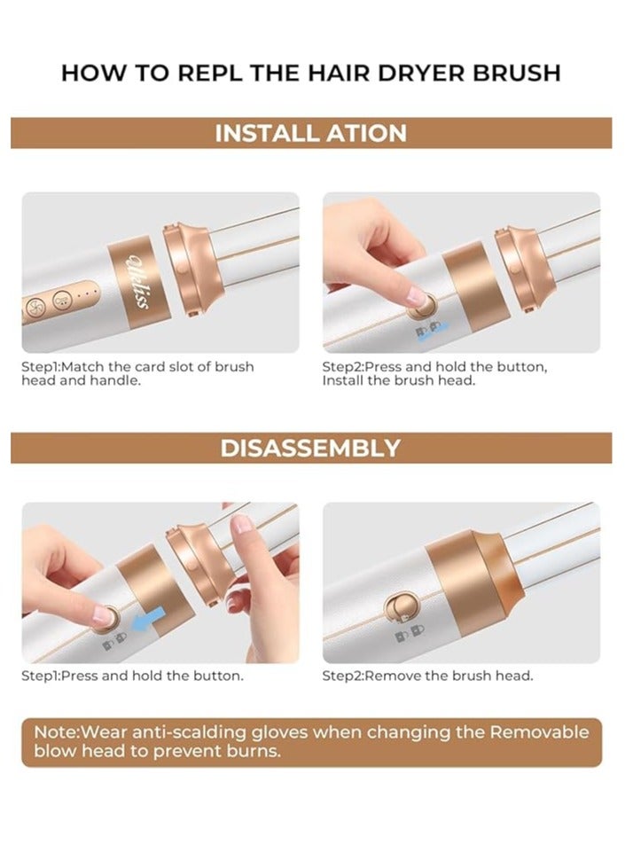 مجفف شعر 7 في 1 مصفف شعر ، فرشاة هواء ساخن 110000 دورة في الدقيقة 1400 واط مجفف شعر عالي السرعة مع مجفف شعر الناشر فرشاة تصفيف الشعر ، فرشاة تجفيف بيضاوية عصا تجعيد الهواء ، مرفق مكثف ، مجفف مكواة سريع - Image 5