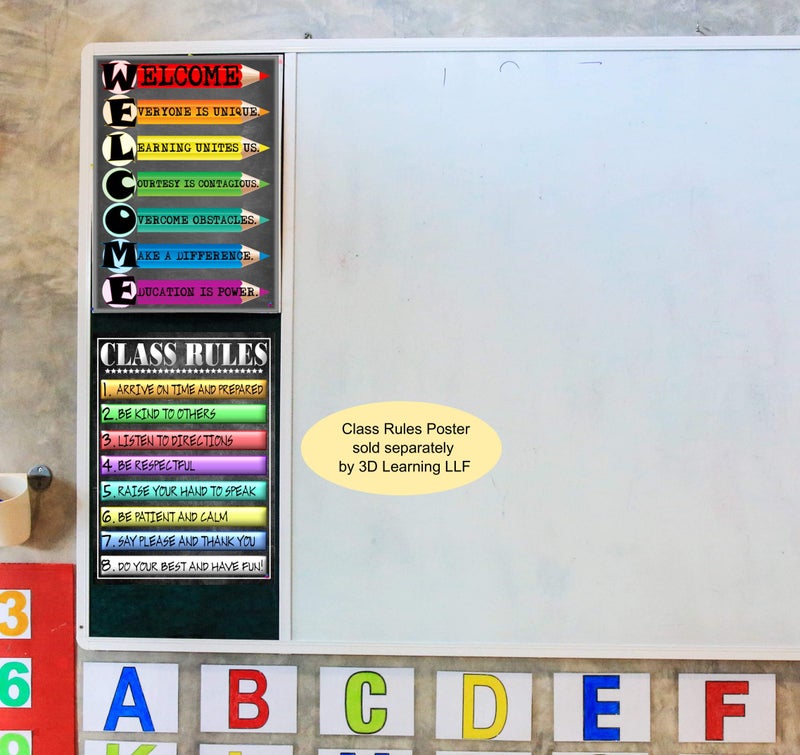 3D Learning LLF Welcome Poster for Classrooms- Laminated 14x19.5 in - Back To School Classroom Door Decorations, Teachers Supplies for Preschool, Kindergarten, Elementary - Image 5