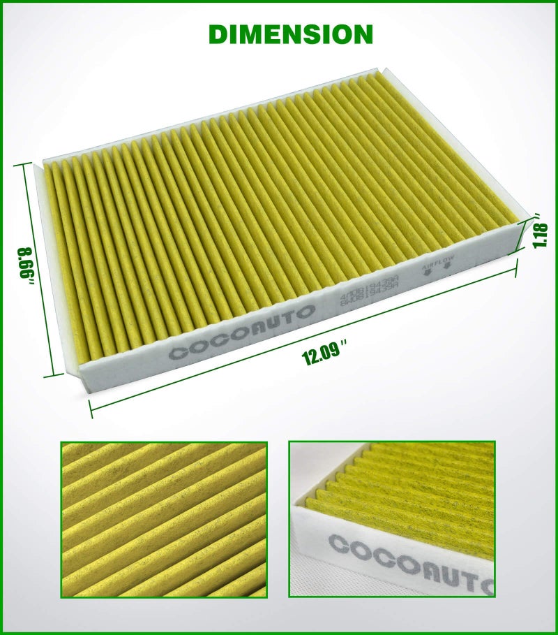 COCOAUTO Cabin Air Filter for 2017-2025 Audi Q7 Q5 A5 Quattro A4 Q8 A6 A7 A8 e-tron R8 SQ5 S5 S4 RS5, fits 2019-2025 Porsche Cayenne, Replace 4m0819439a CF12211,with activated charcoal - Image 2