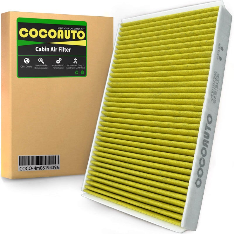 COCOAUTO Cabin Air Filter for 2017-2025 Audi Q7 Q5 A5 Quattro A4 Q8 A6 A7 A8 e-tron R8 SQ5 S5 S4 RS5, fits 2019-2025 Porsche Cayenne, Replace 4m0819439a CF12211,with activated charcoal - Image 1