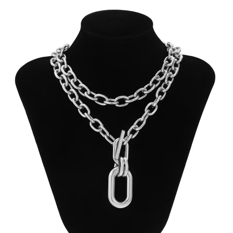 CSIYANJRY99 Silver Chunky Necklaces for Women Layered Stack Chunky Chain Necklace Silver Toggle Clasp Trendy Necklaces for Women - Image 4