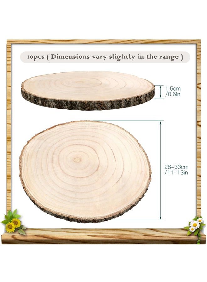 ZOCONE 10 Pcs Large Wood Slices 11-13 Inches Unfinished Rounds, Natural Paulownia Wooden Slices for Centerpieces, Round Wooden Discs Decoration for Rustic Wedding, Wood Centerpieces for Tables - Image 2