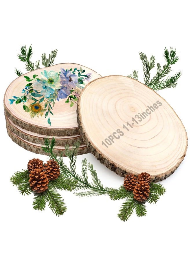 ZOCONE 10 Pcs Large Wood Slices 11-13 Inches Unfinished Rounds, Natural Paulownia Wooden Slices for Centerpieces, Round Wooden Discs Decoration for Rustic Wedding, Wood Centerpieces for Tables - Image 1
